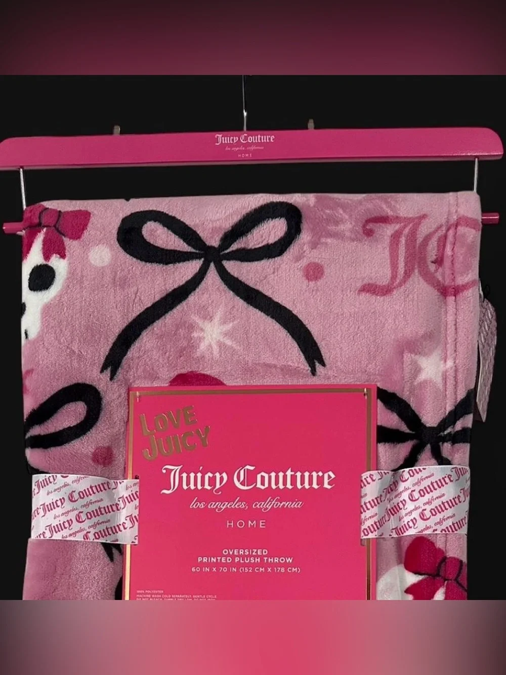 Juicy Couture Love Juicy Throw Blanket New Ghosts, Bows Skulls & Witch Hats